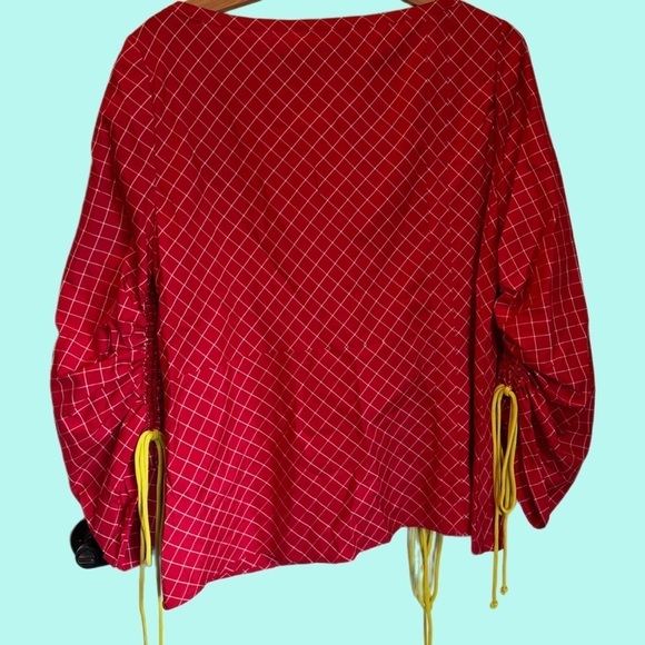 Tory Burch Windowpane Silk Tunic Top Size 14 - Picture 4 of 8